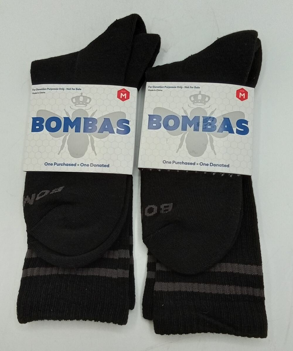 Bombas Socks 2 Pairs Honeycomb Black Crew Calf Medium
